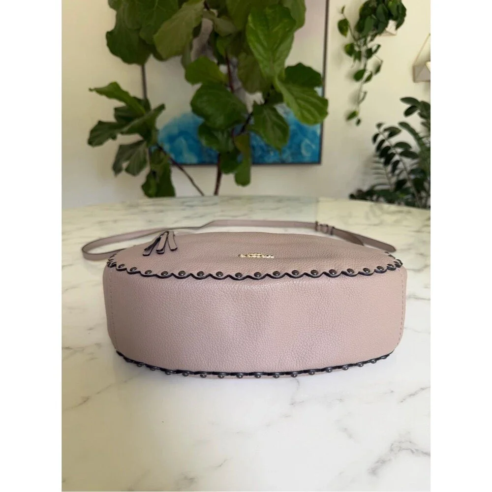 Coach Sutton Hobo with Scallop Rivets Crossbody Shoulder Bag 76436 Stone Taupe